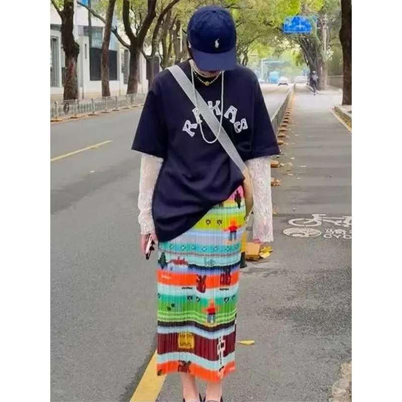Miyake 2025 Spring New Femininity High-end Design Sense Fashion and Comfort Pleats High Waist Casual Style Loose Color Skirt