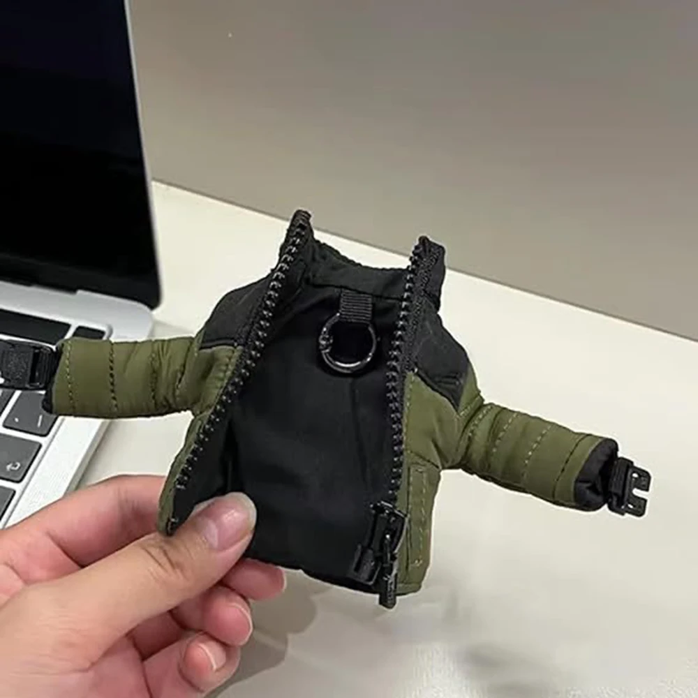 Mini Down Jacket Keychain Fabric Zippered Key Chain Cool Funny Key Jacket Gift Men Women Fashion Accessory