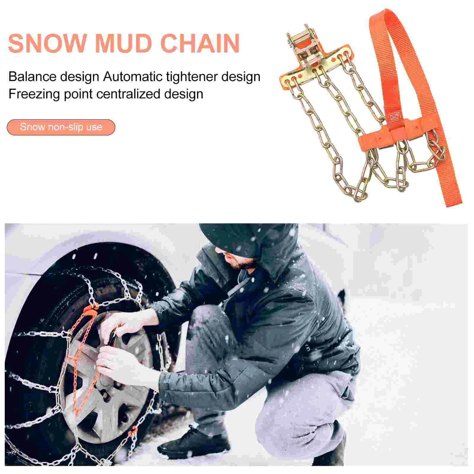 3 cadenas neumáticos de nieve coche SUV diseño de equilibrio de ruedas-correa de invierno antideslizante plateada