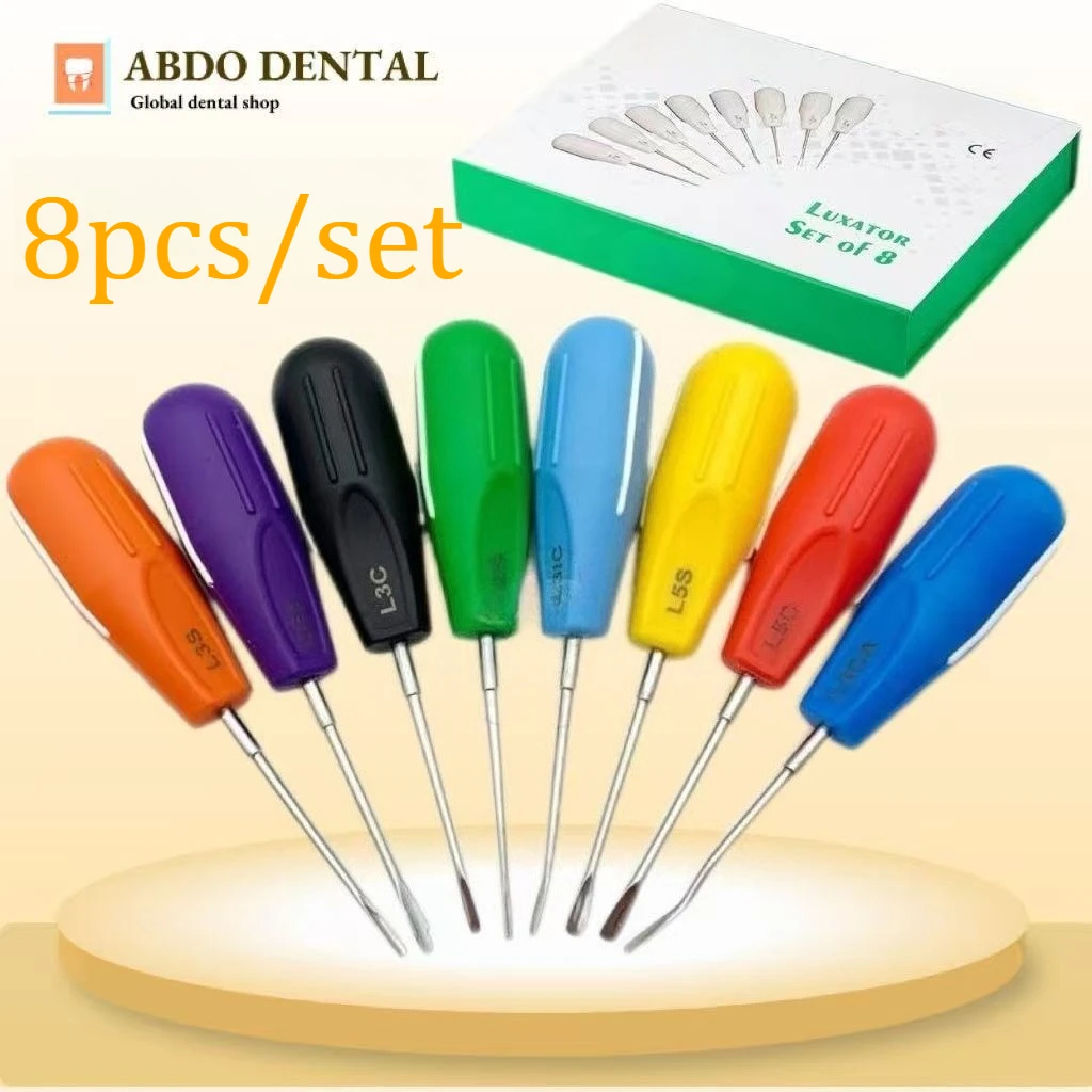 

8pcs/set Dental Minimally Luxating Elevators Curved Root Forceps Invasive Tooth Extracting Set Dentistry Surgical Instrument