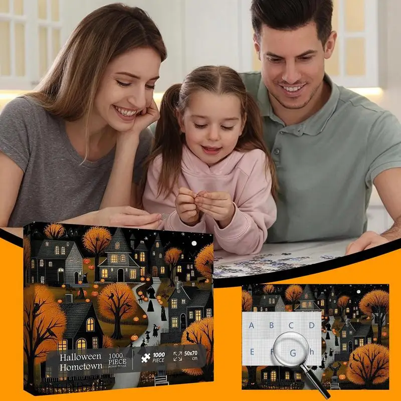 Halloween Puzzle 1000X Horror Ghost Puzzle for Adults Funny Haunted House Pumpkin Skull Tomb Puzzles for Adults Halloween Holida