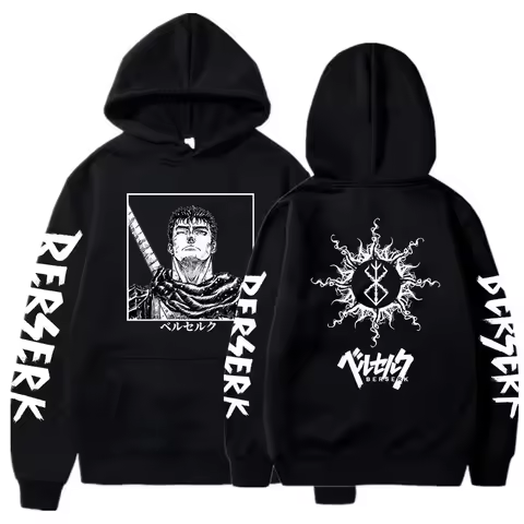 Berserk Guts Hoodies Men Women Graphic Print Long Sleeve Streetwear Japanese Style Manga Sweatshirts Fleece Loose Soft Clothing