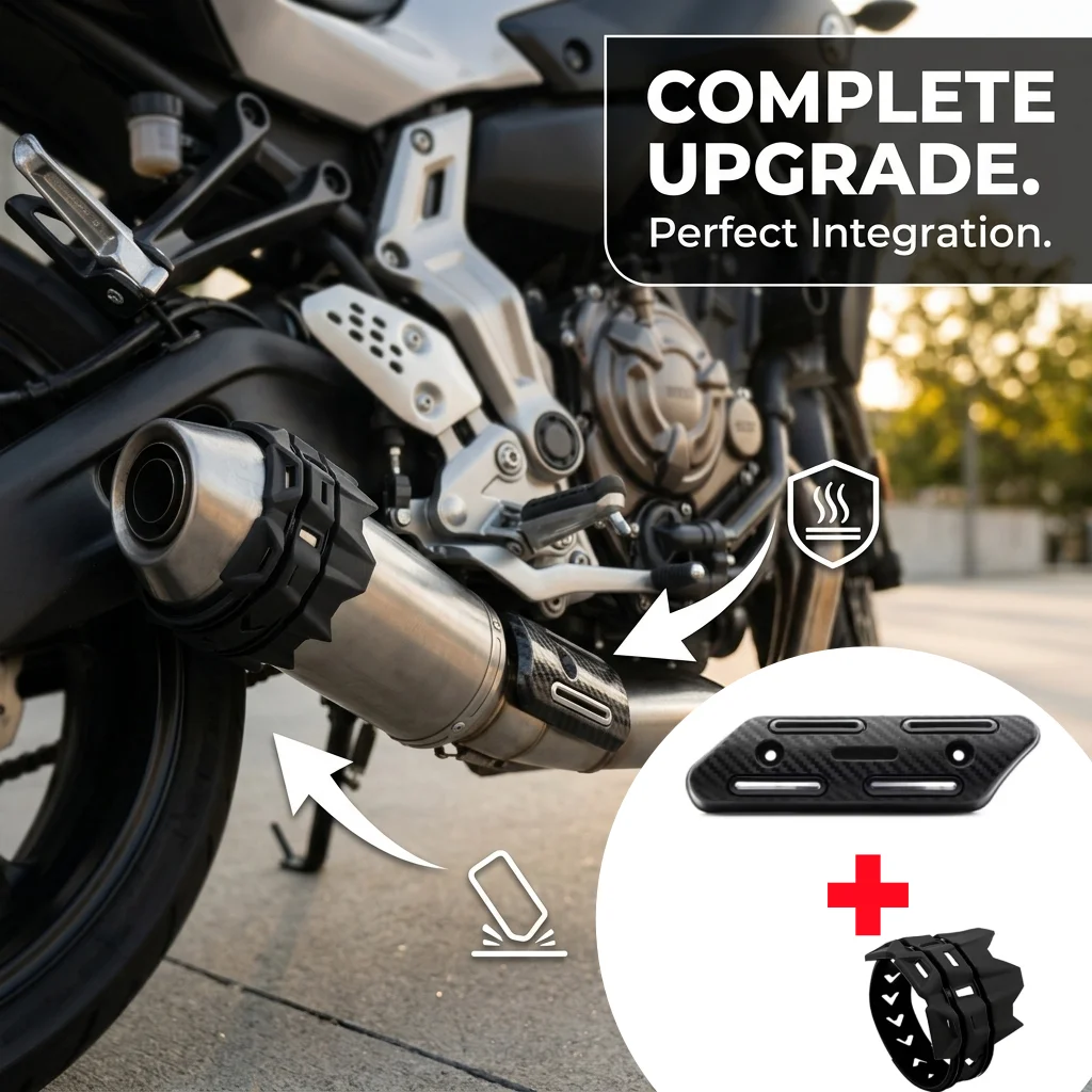 1 Stück Motorrad-Auspuff-Hitzeschutz, Verbrühschutz, Auspuffrohr-Hitzeschutz, Universeller Schutz