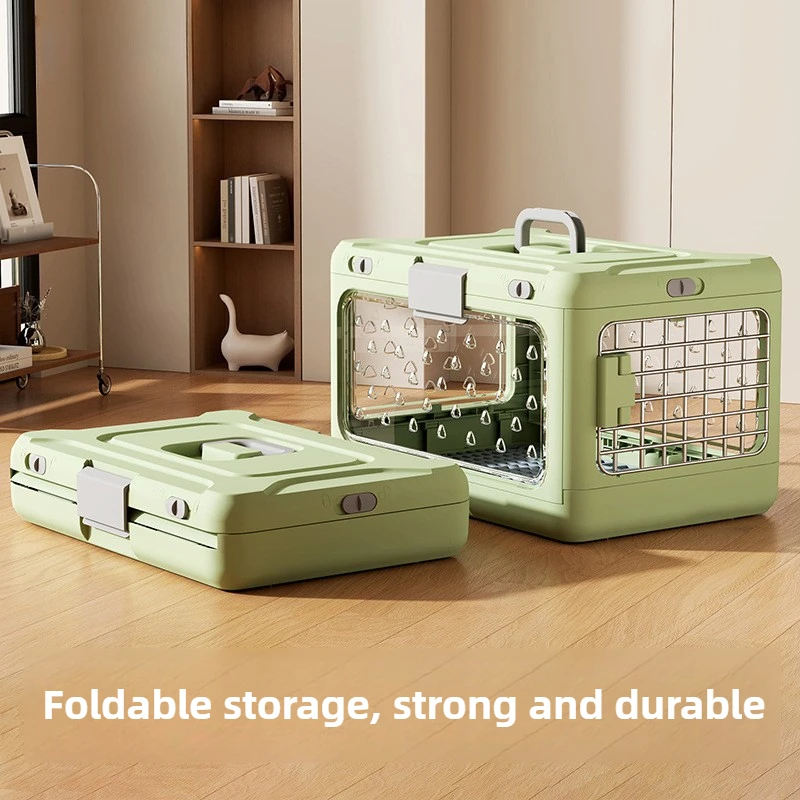 Folding Transparent Cat Carrying Suitcase Large Capacity Outdoor Cat Transport Box Travel Breathable Dog Suitcase Carriers