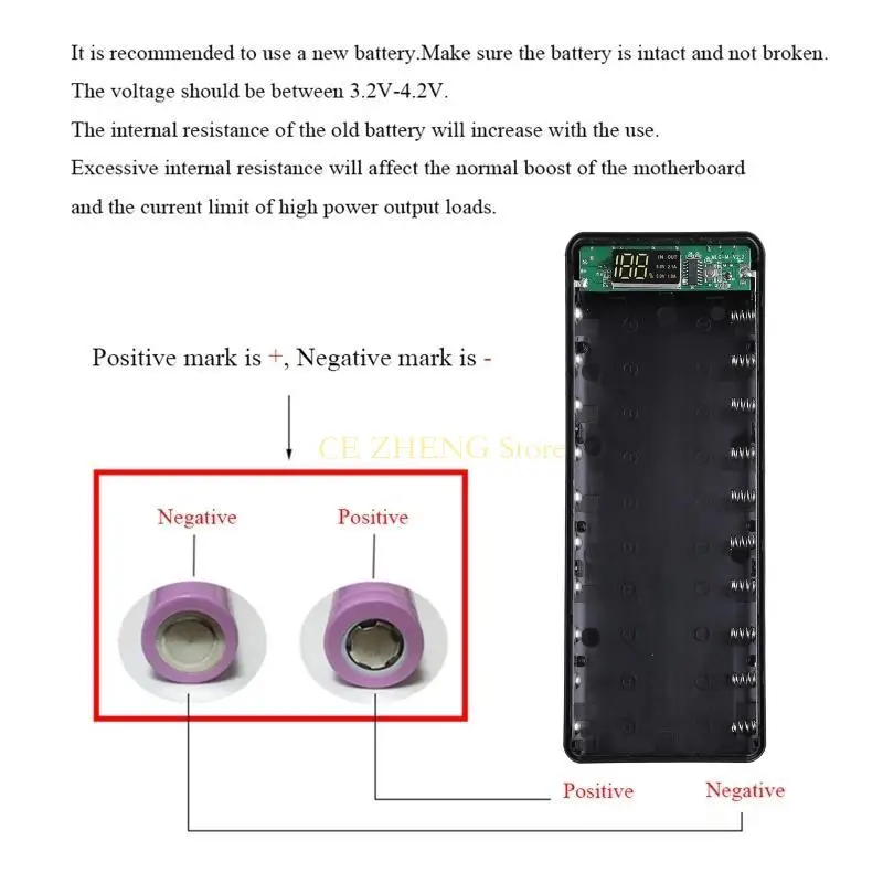 Exibição LCD E56B 10x 18650 Casa carregamento bateria Caixa alimentação alimentação Habitação