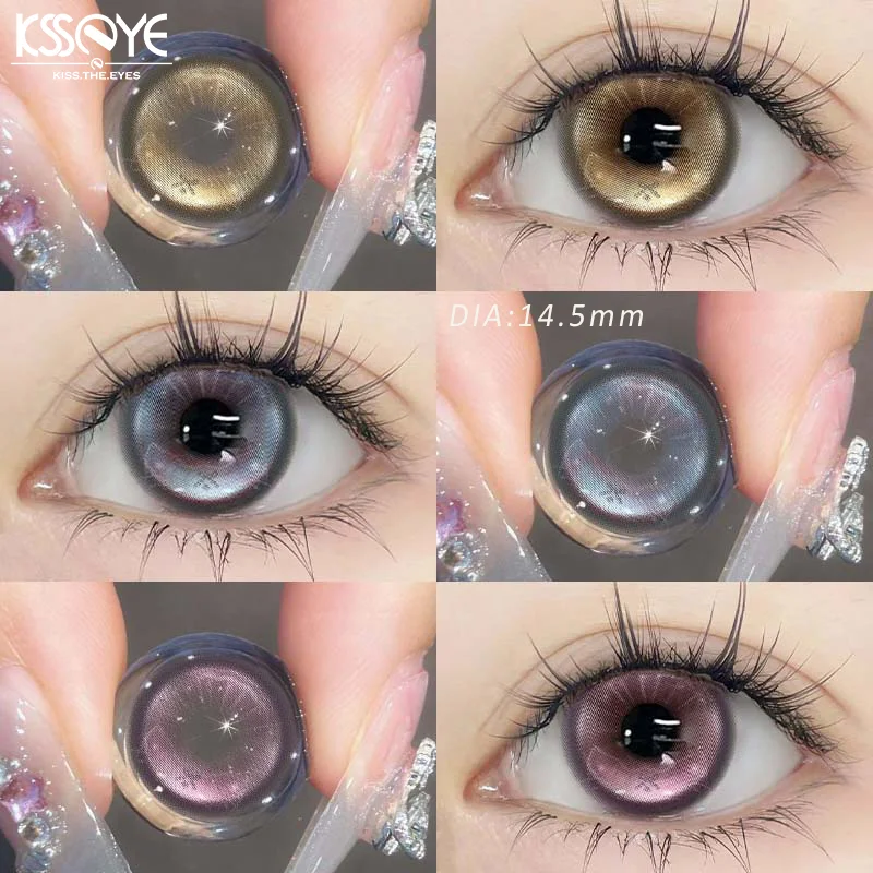 KSSEYE 1 par de lentes de contacto Bling pupilas con dioptrías lentes azules lentes de contacto de Color marrón lentes de contacto suaves para niñas