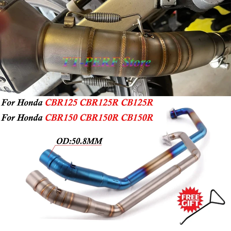 

Слипоны для Honda CBR125 CBR125R CB125R CBR150 CBR150R CB150R 2010-2016 выхлопная труба мотоцикла Модифицированная Передняя средняя Соединительная труба