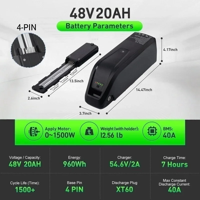 Hailong E-Bike Battery 36V 48V 20000mAh 20Ah Mountain Bicycle 18650 Electric Bateria Pack for Bafang 1500W 1000W 750W 500W
