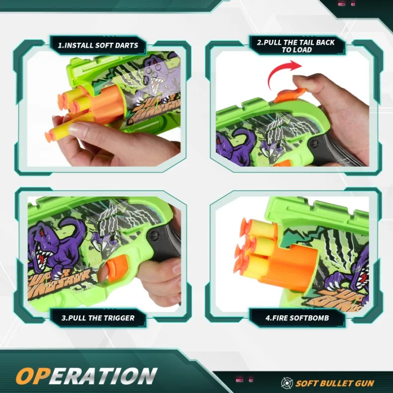 Kinder Air Soft Bullet Gun Spielzeug Graffiti Shark Farbschema 6-Runde Automatische Sichere Outdoor Schießen Sport Kinder Jungen geschenke – Detail 11