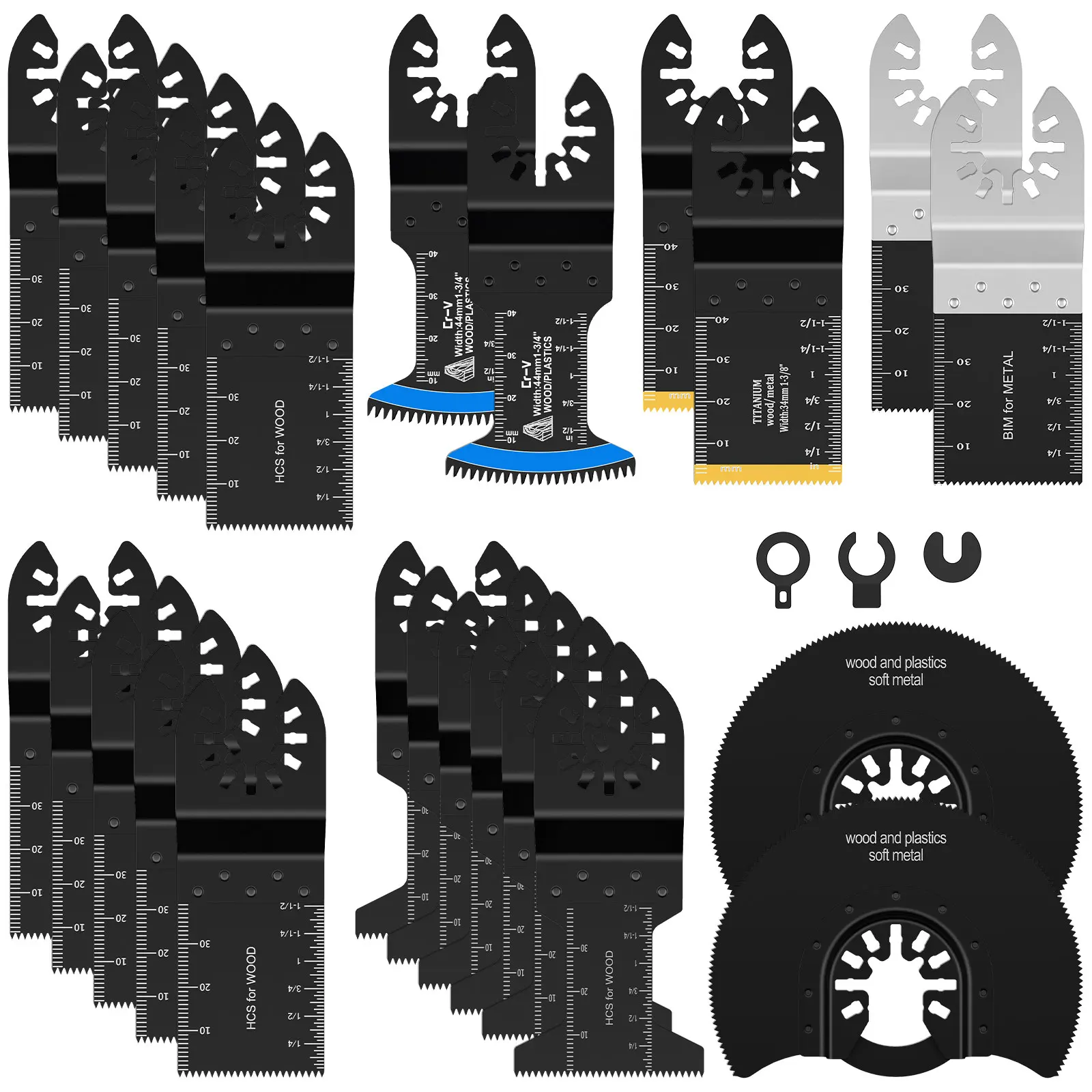 

24 шт., набор осциллирующих пильных полотен, универсальный титановый биметаллический осциллирующий многофункциональный инструмент, прецизионная резка для резки деревянных ногтей из ПВХ