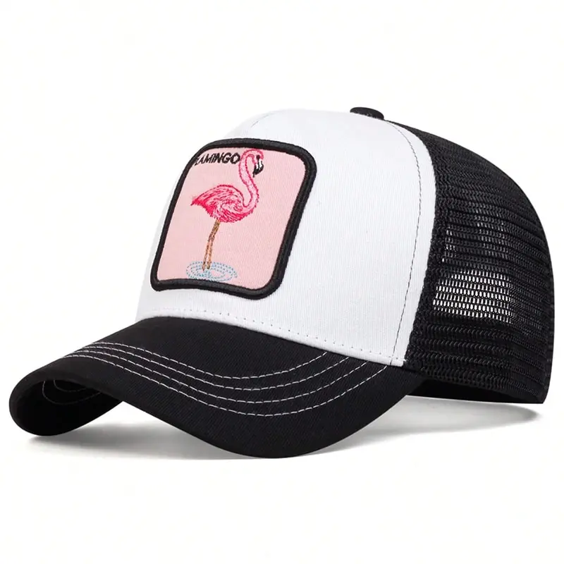 Unisex Flamingo Patch Embroidery Baseball Net Caps Spring Summer Outdoor Adjustable Casual Hats Sunscreen Hat