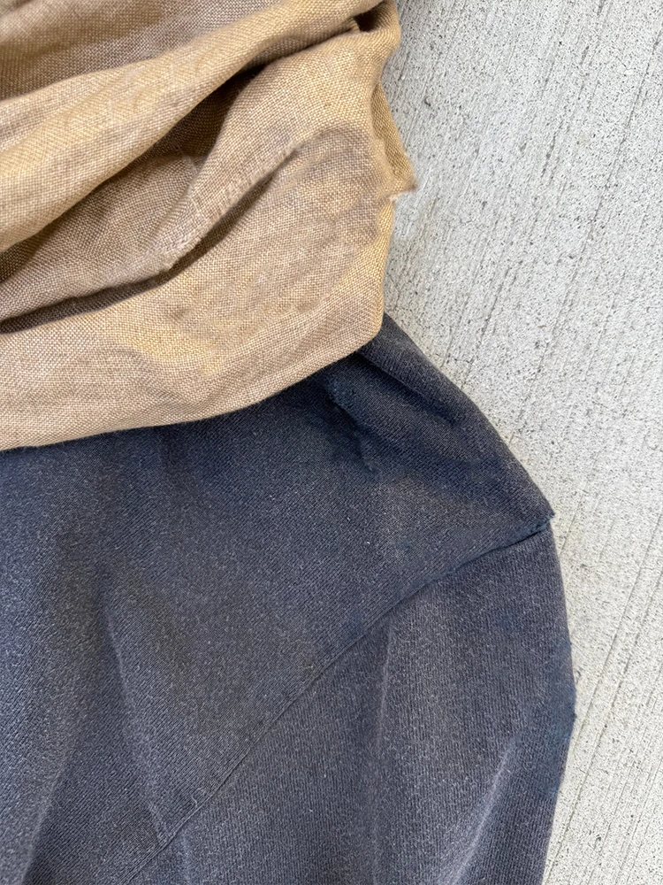 New vintage headscarf splicing design in autumn and winter of 2025 hooded pullover personality trend Harajuku retro ins style