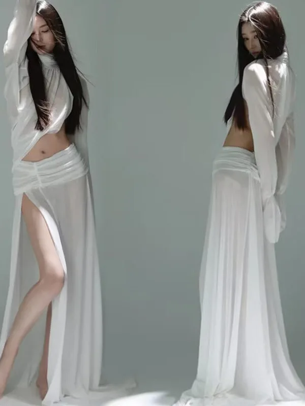 

Белое платье для портретной съемки в холодных тонах, простое, элегантное, в корейском стиле, для фотостудий премиум-класса