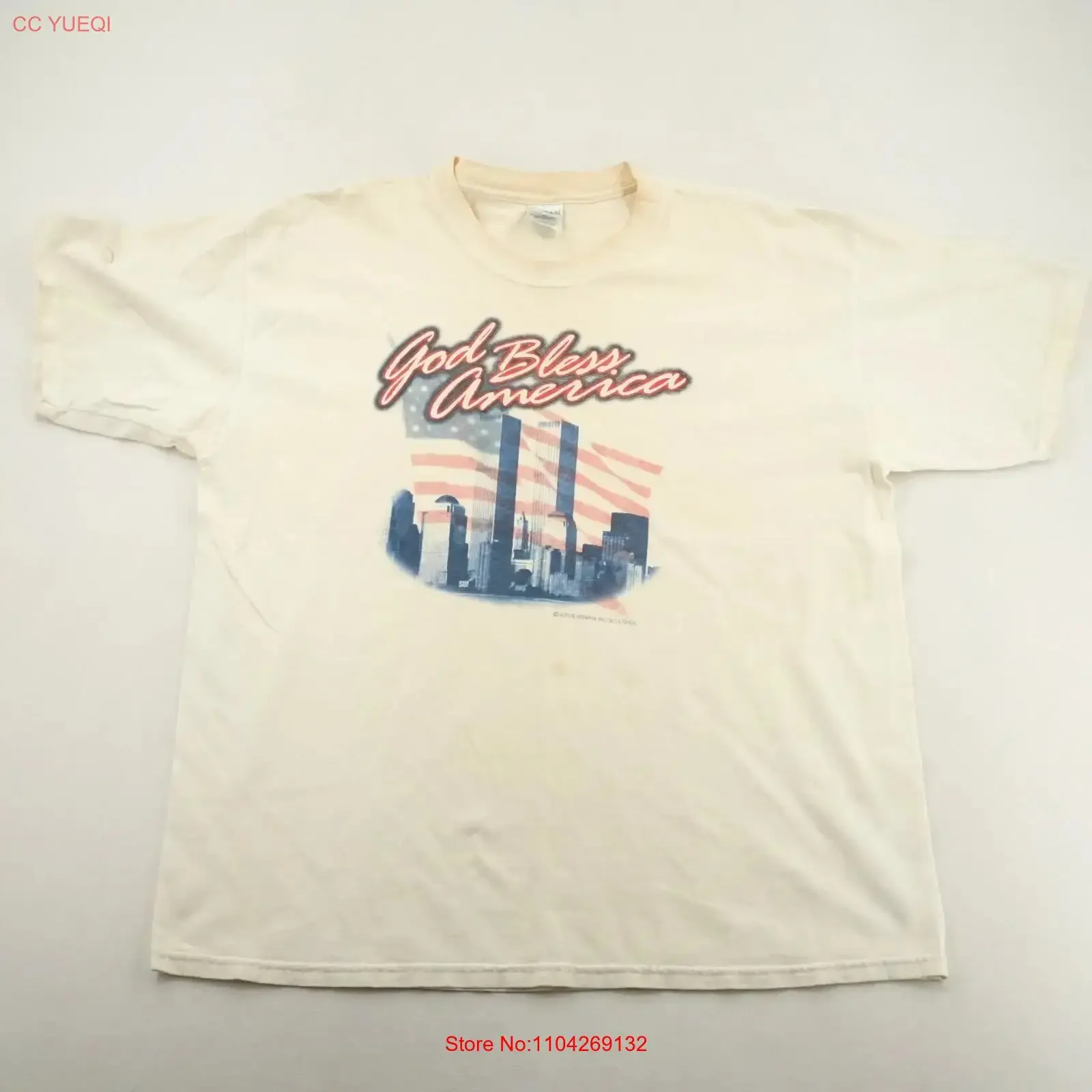Vintage 9 11 God Bless America T Shirt Men s Size XL 2001 vintage Washed graphic Top For Everyday Wear Casual Unisex Slightly
