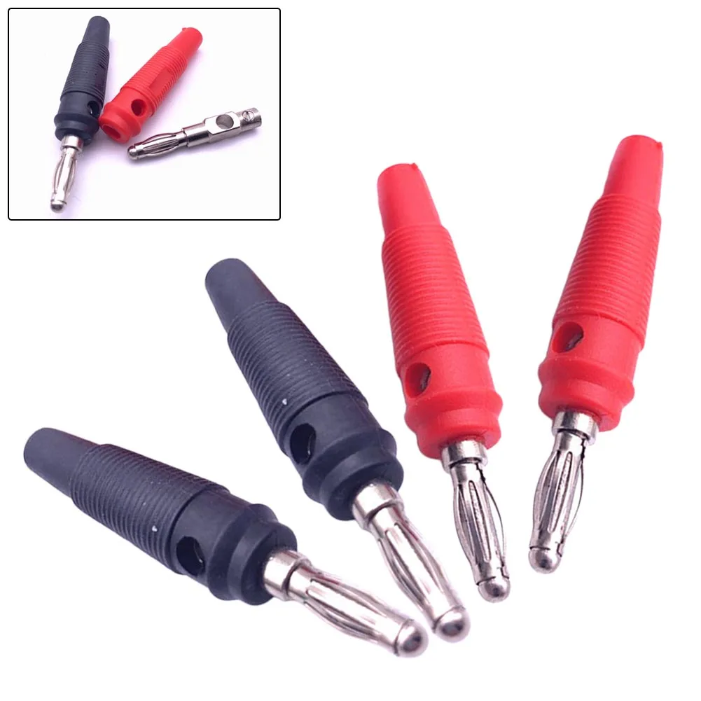 Banana Plug Universal 4pcs 600V/MAX20A Durable Lantern Head Plug Lantern Type Non-slip Soft Glue Red And Black