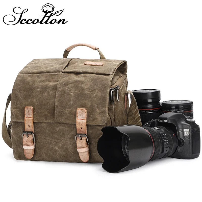 

Waterproof and wear-resistant canvas anti-knock SLR digital camera storage one shoulder diagonal span bag