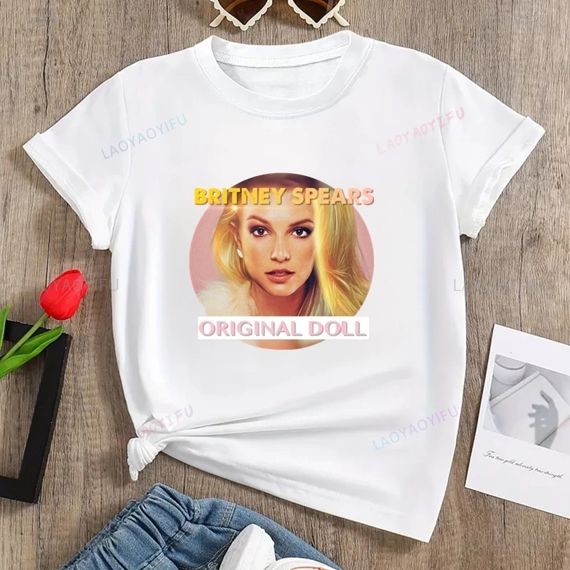 BRITNEY SPEARS Poster Print T-shirt, Women's Everyday Fashion Casual Short-sleeved Top, Spring/summer Street Cotton Shirt