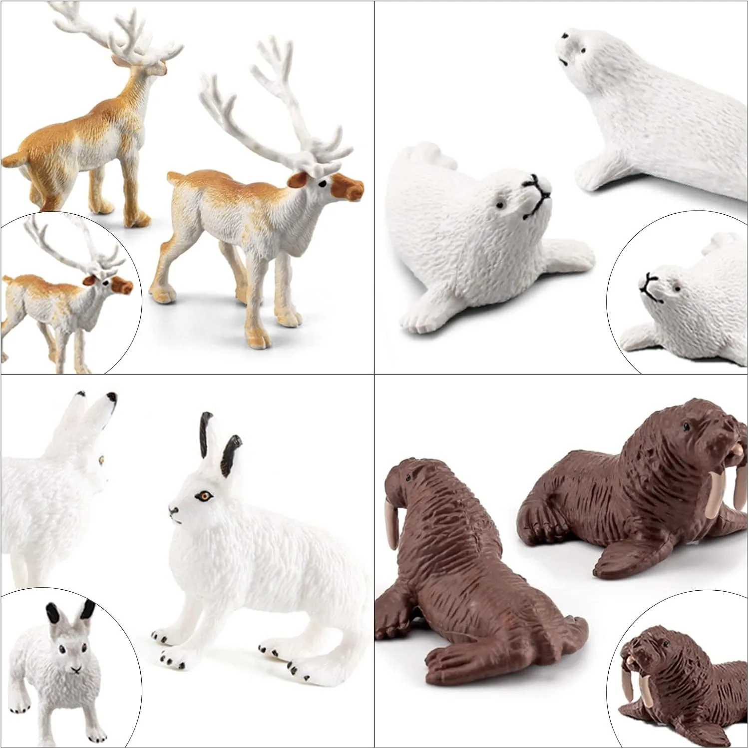 10 قطع من شخصيات حيوانات القطب الشمالي، تماثيل ألعاب حيوانات قطبية واقعية للأطفال الصغار، شخصيات مخلوقات بحر المحيط البلاستيكية مع