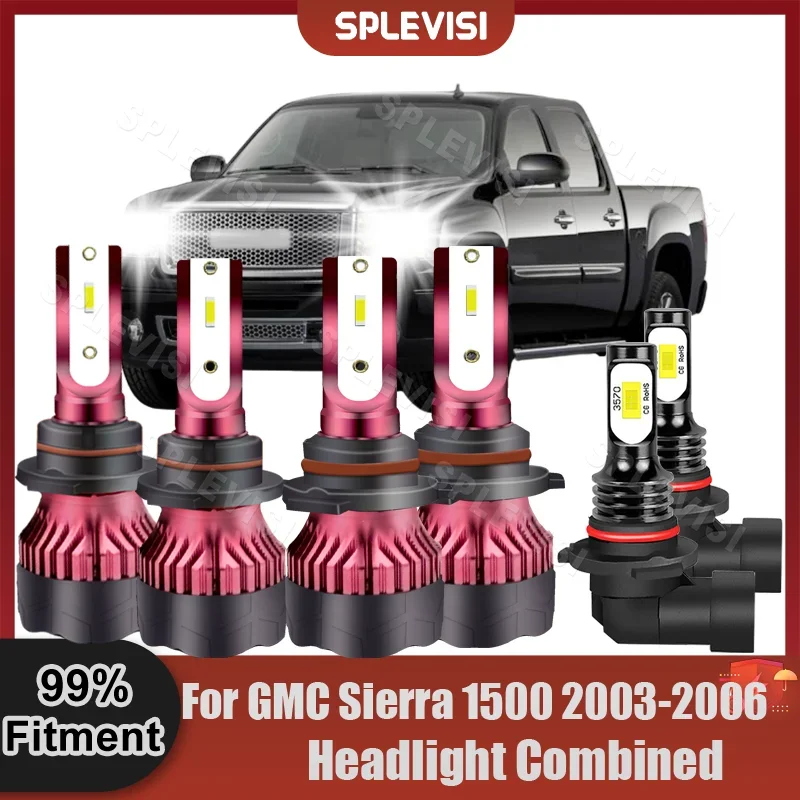 

Bright White LED Headlamp Foglamp Conversion Kit For GMC Sierra 1500 2003 2004 2005 2006 Car High Low Beam Foglight