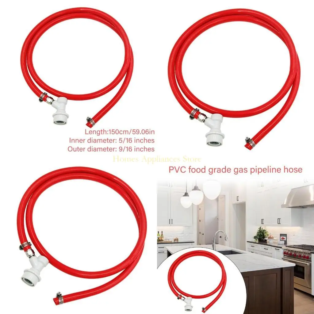 D0AB Lock Beer Line Assembly Lock Liquid Disconnect with Beer Line Lock Gas Disconnect with Gas Line PVC Tube for Brewing