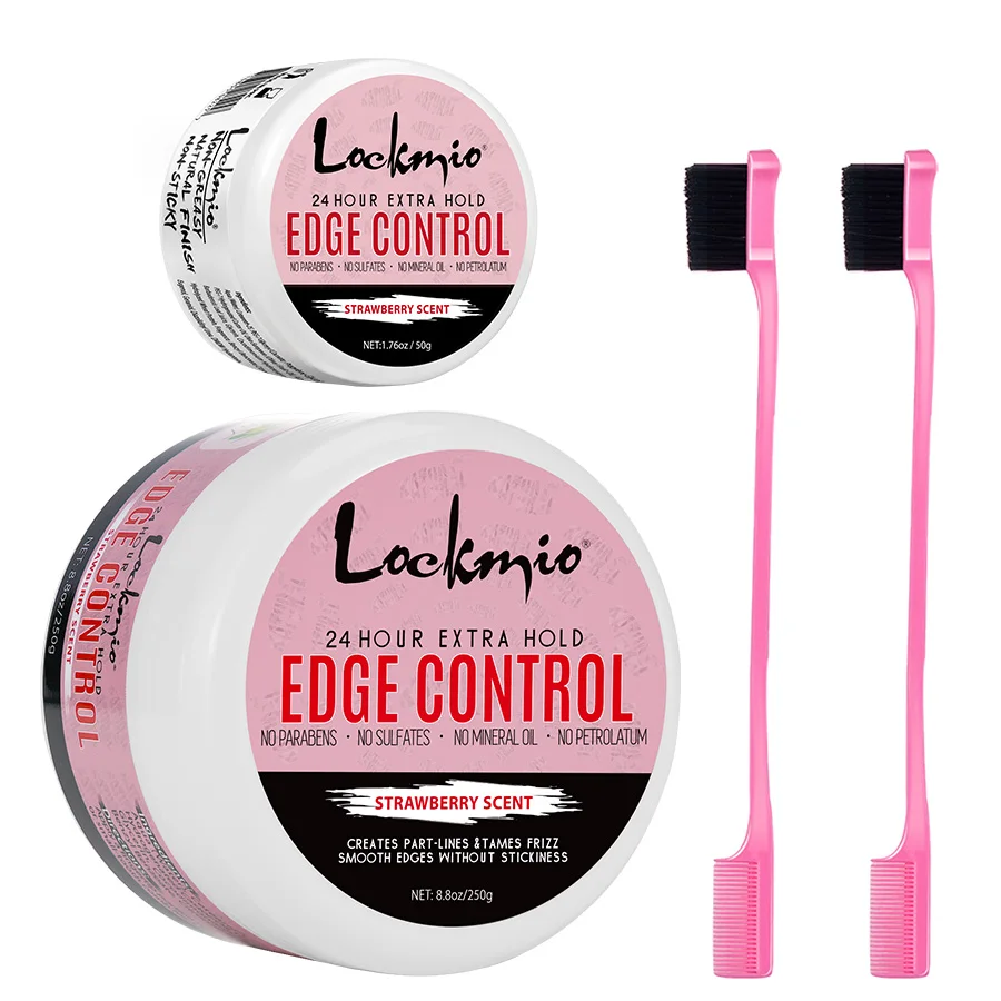 LOCKMIO Women Edge Control Gel Hair Pomade Long-Lasting Styling Wax for Baby Bangs Non-Greasy & No Residue Hair Cream and Brush