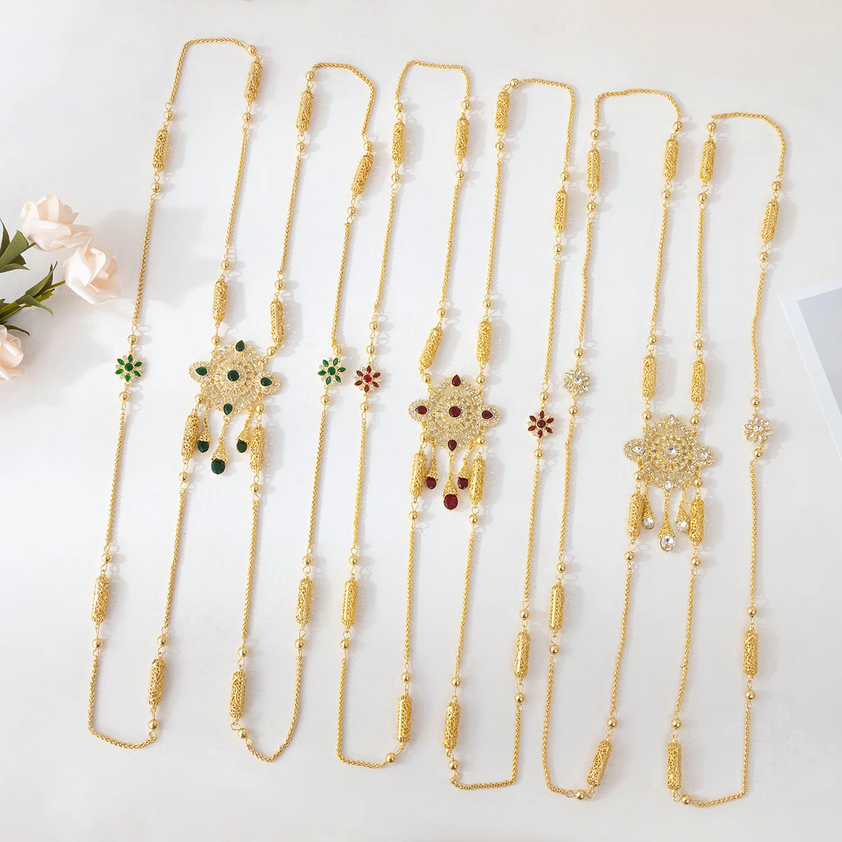 Arabic bridal shoulder Chain Jewelry Handmade Micro-Inlaid Rhinestone Metal Moroccan Wedding Wedding Body Accessories