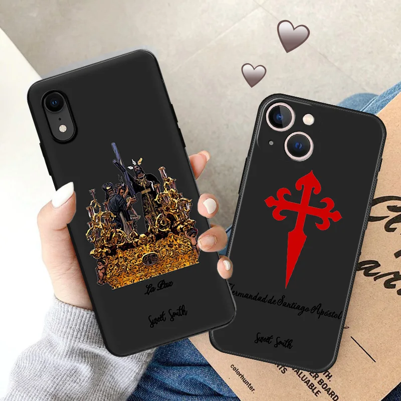 Phone Case for Apple iphone 16 Pro 15 12 11 13 Mini 14 Plus SE XR X XS Max Virgin Mary Jesus Church Soft Black Anti-Drop Cover