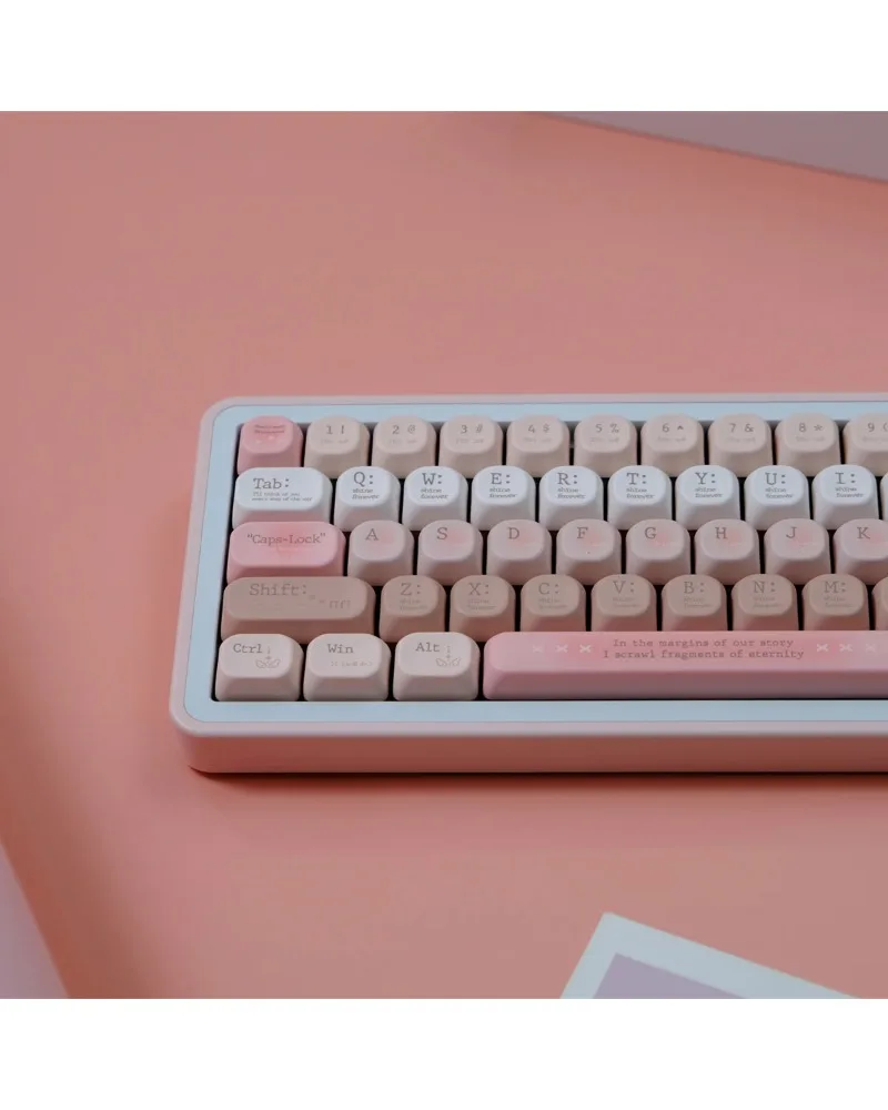 

Soft pink and white two tone durable pbt keycaps set high quality for custom mechanical keyboards