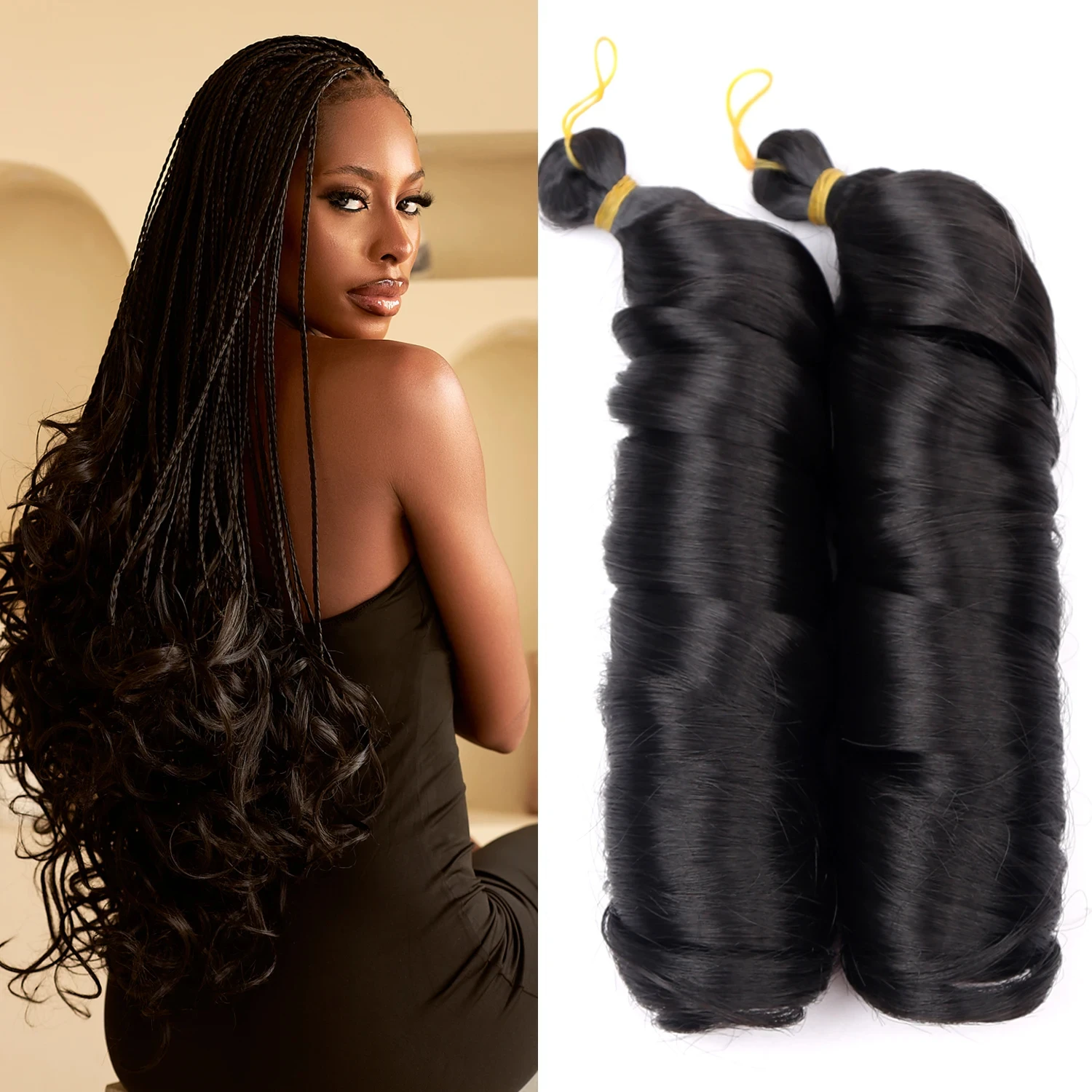 French Curl Braiding Hair 24Inch Synthetic loose Wave Braids Hair Extensions For Women Pre Stretched Loose Wave Braiding Hair