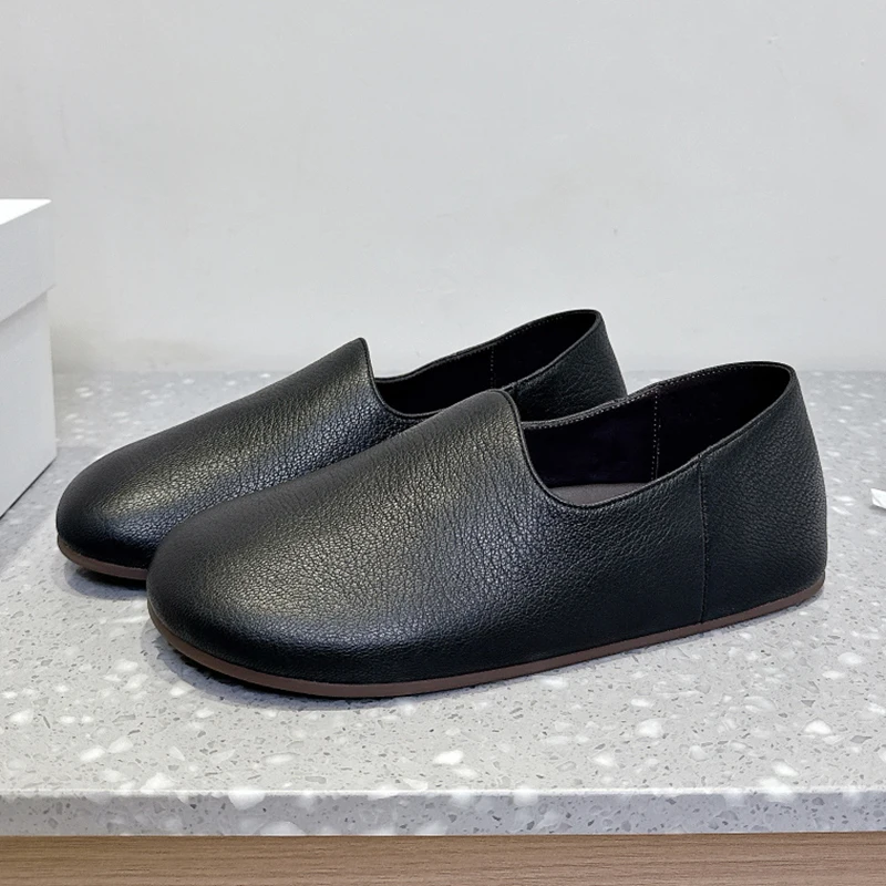 

Женские лоферы на плоской подошве, однотонная минималистичная повседневная обувь из натуральной кожи мастерского уровня