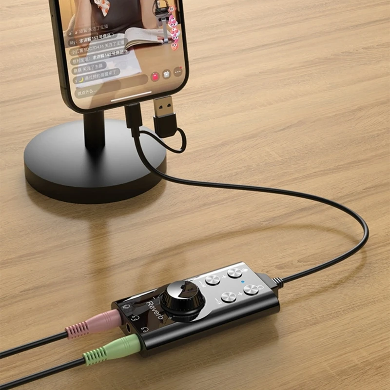 USB 7.1 External Sound Card For PC Mobile Live Streaming Plugs And Play Design With High Fidelities Sound Output