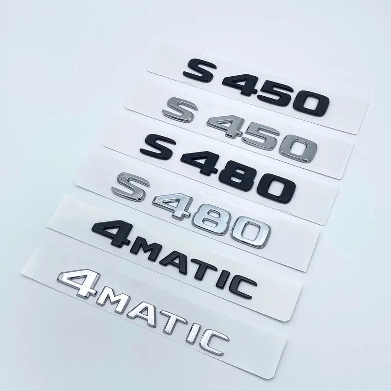 Glossy Black Silver S480 S500 S560 S580 S600 ABS Emblem for Mercedes Benz S W222 W223 Car Side Rear Badge Nameplate Logo Sticker - view 2