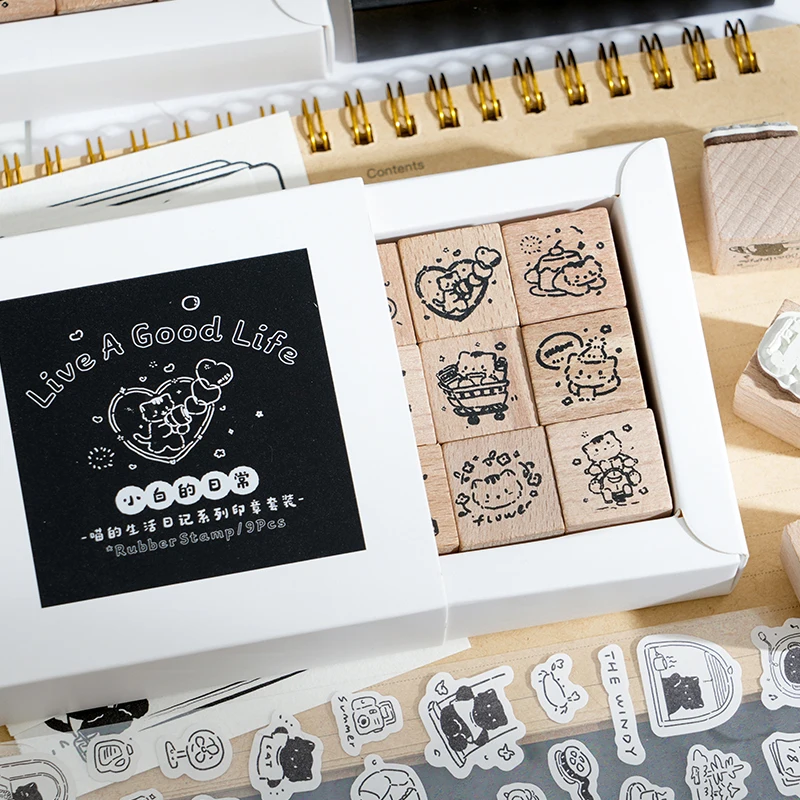 Yoofun Cute Little Black Cat Decoration Stamp Retro Wooden Rubber Stamps for Scrapbooking Journaling Diy Craft Standard Seal