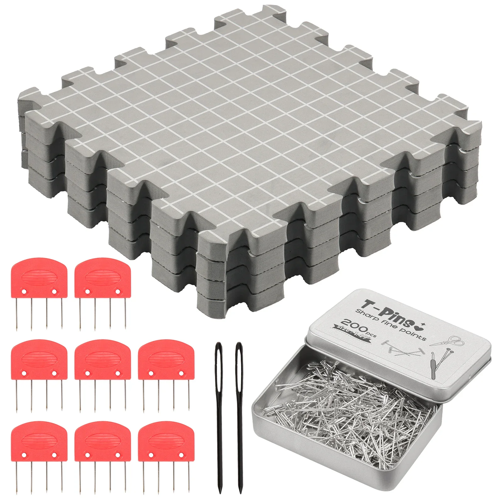 

Thick Blocking Boards Kit Easy to Install Portable Blocking Mat and Pin Set Safe Stable Foam Blocking Mats with Pin for Crafting
