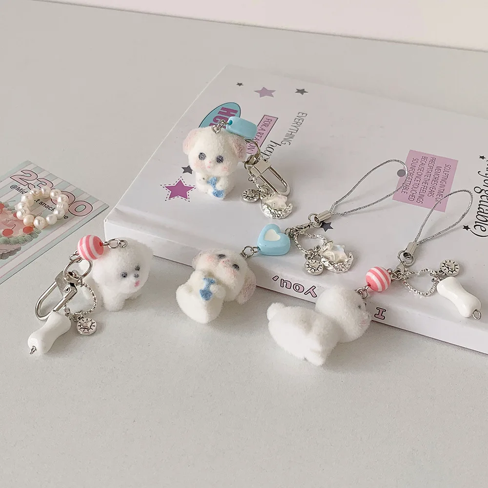 Bag Decoration Pendant Lightweight Mobile Phone Charm Dog Pendant Keychain Cartoon Flocking Puppy Charm For Gift For Young