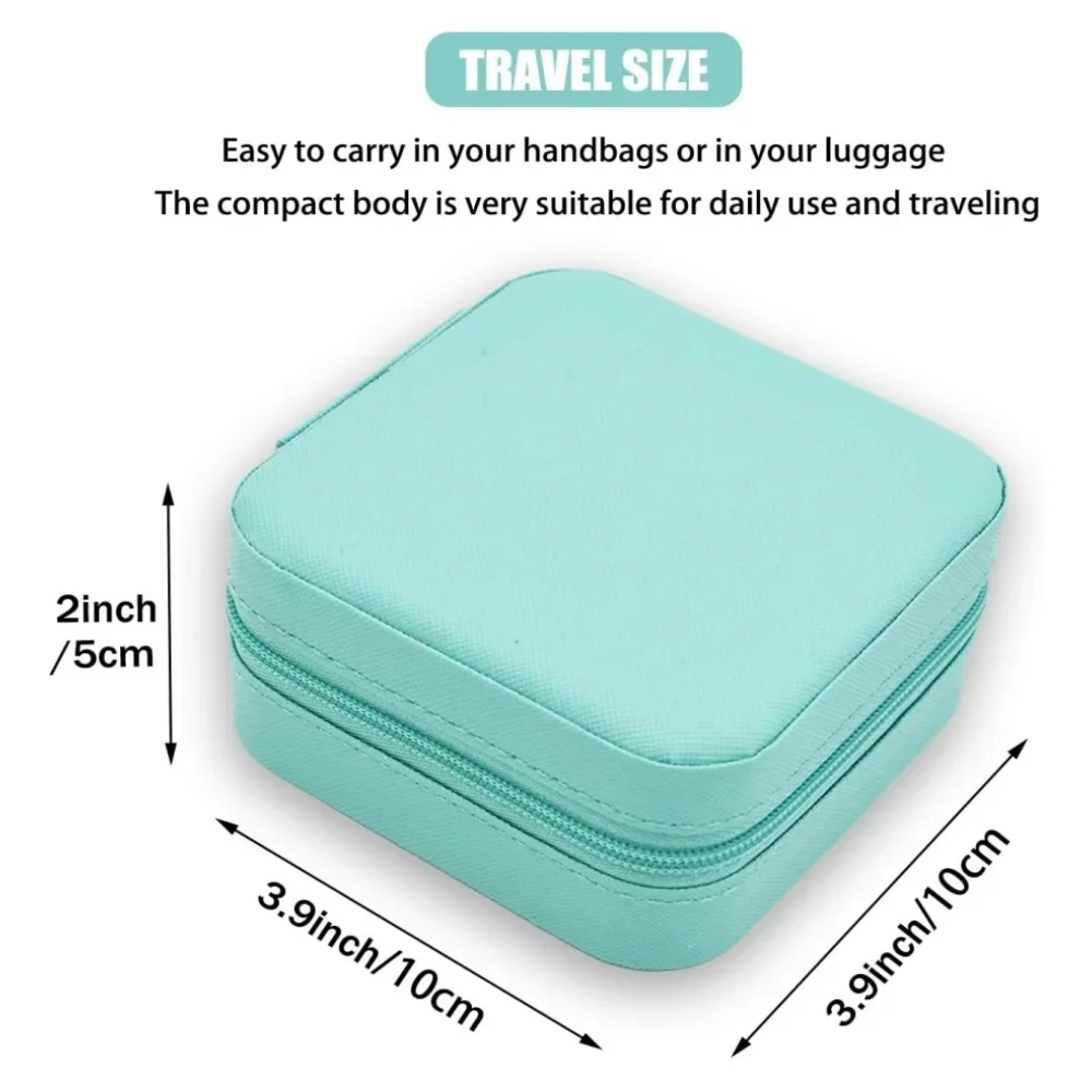 صندوق مجوهرات صغير للسفر، صندوق منظم صغير محمول، صندوق تخزين عرض محمول للخواتم والأقراط والقلائد والهدايا