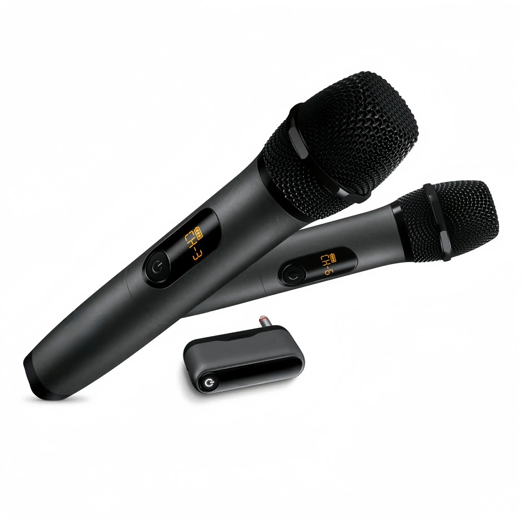 Professional High Quality Rechargeable 2-Channel UHF Wireless Dynamic Microphone System Dynamic Karaoke Mic for Singing