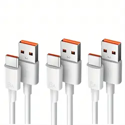 1M/3FT USB A to Type C Fast Charging Cable for Phone Tablet PC - 3 Pack