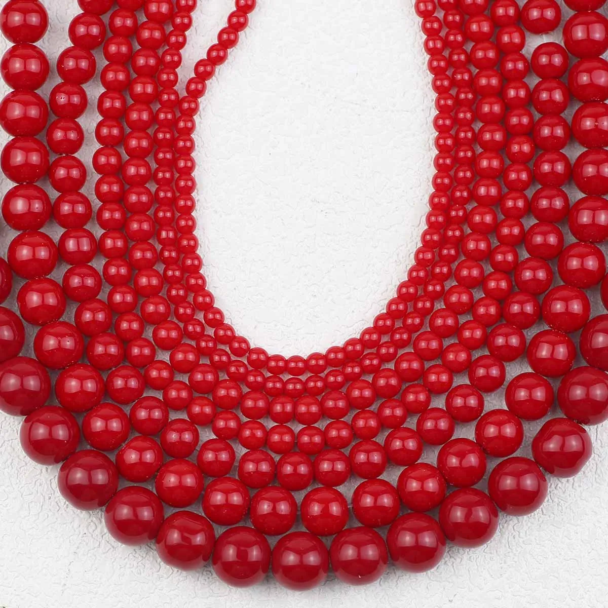 15'' 4/6/8/10/12mm Naturstein Perlen Synthetische Rote Koralle Runde Lose Spacer Perlen für Schmuck Machen DIY Armbänder Zubehör