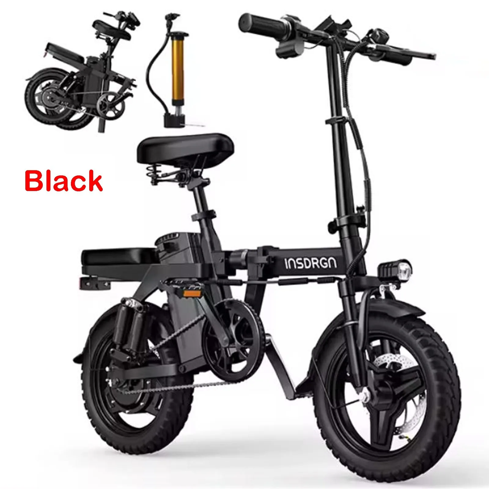 Adults & Teens Electric Bike, 14" Foldable City Commuter Dual Suspension E-Bike image 2