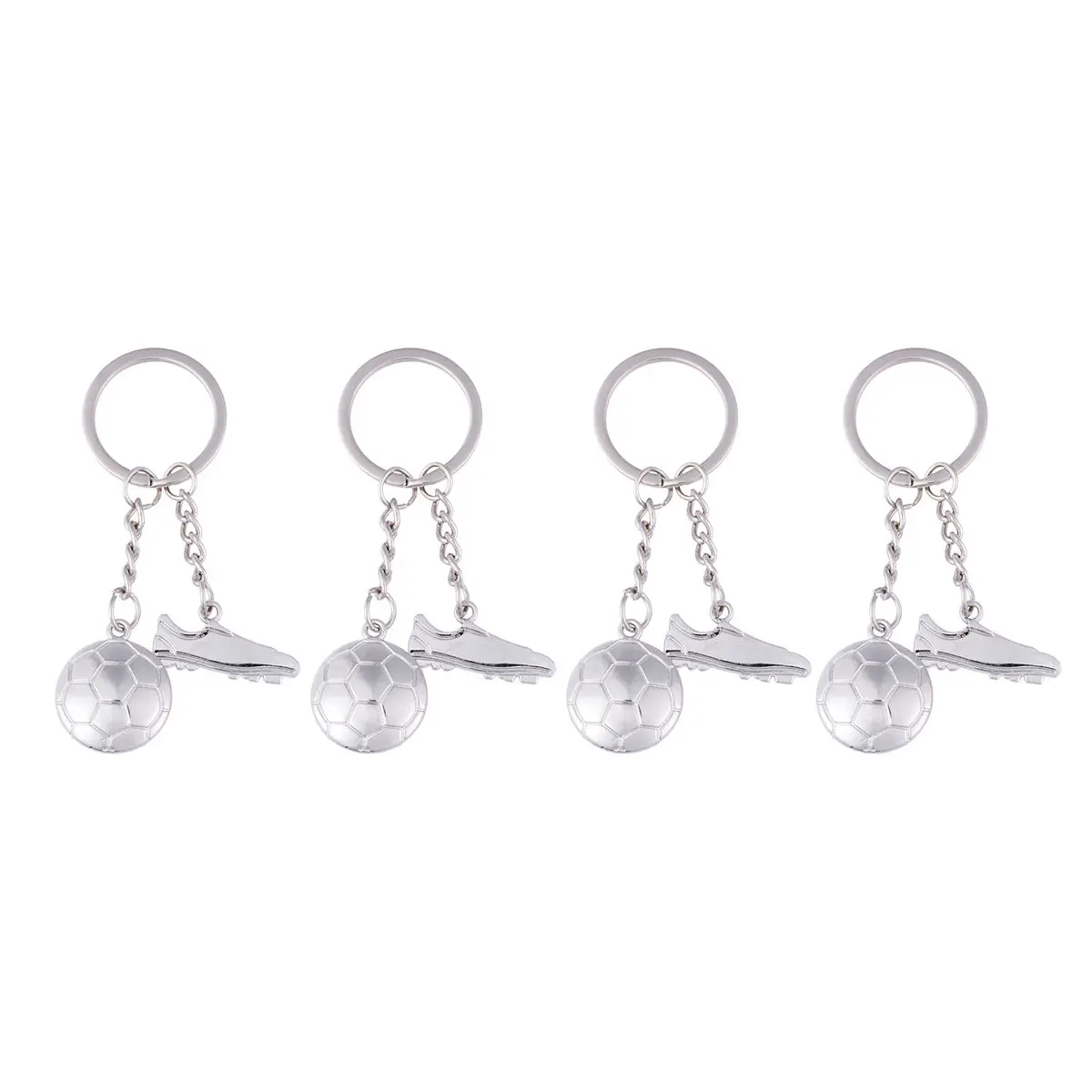 4Pcs Metal Keychains Football Soccer Key Rings Super Gloss Wear Resistant Key Chains for Players Teams Coaches Bag Car Keys