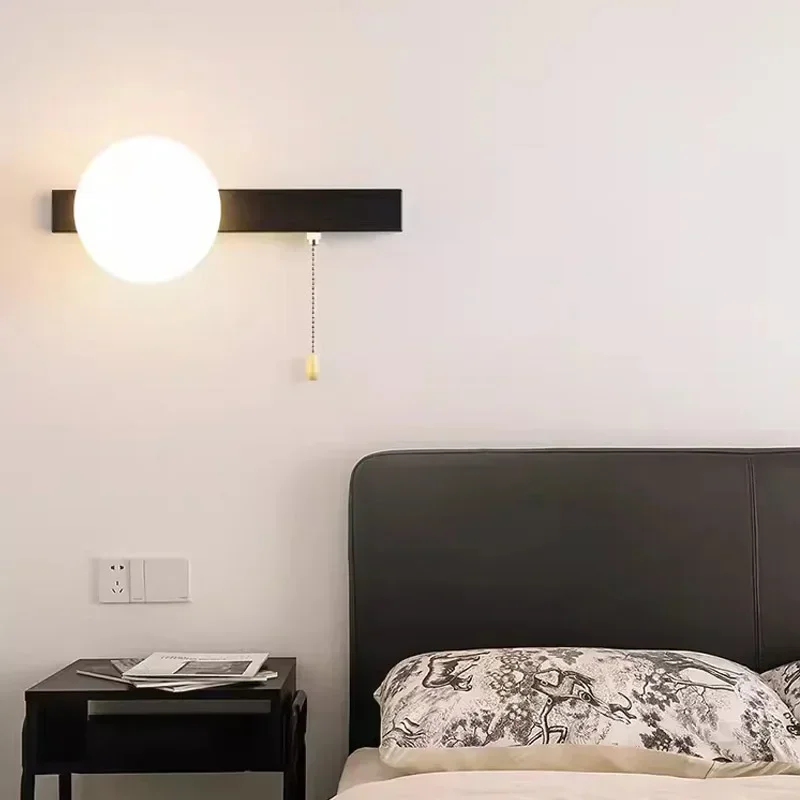 

Nordic LED wall lamp with switch red black green For bedroom bedside living room dining room Simple style indoor lighting