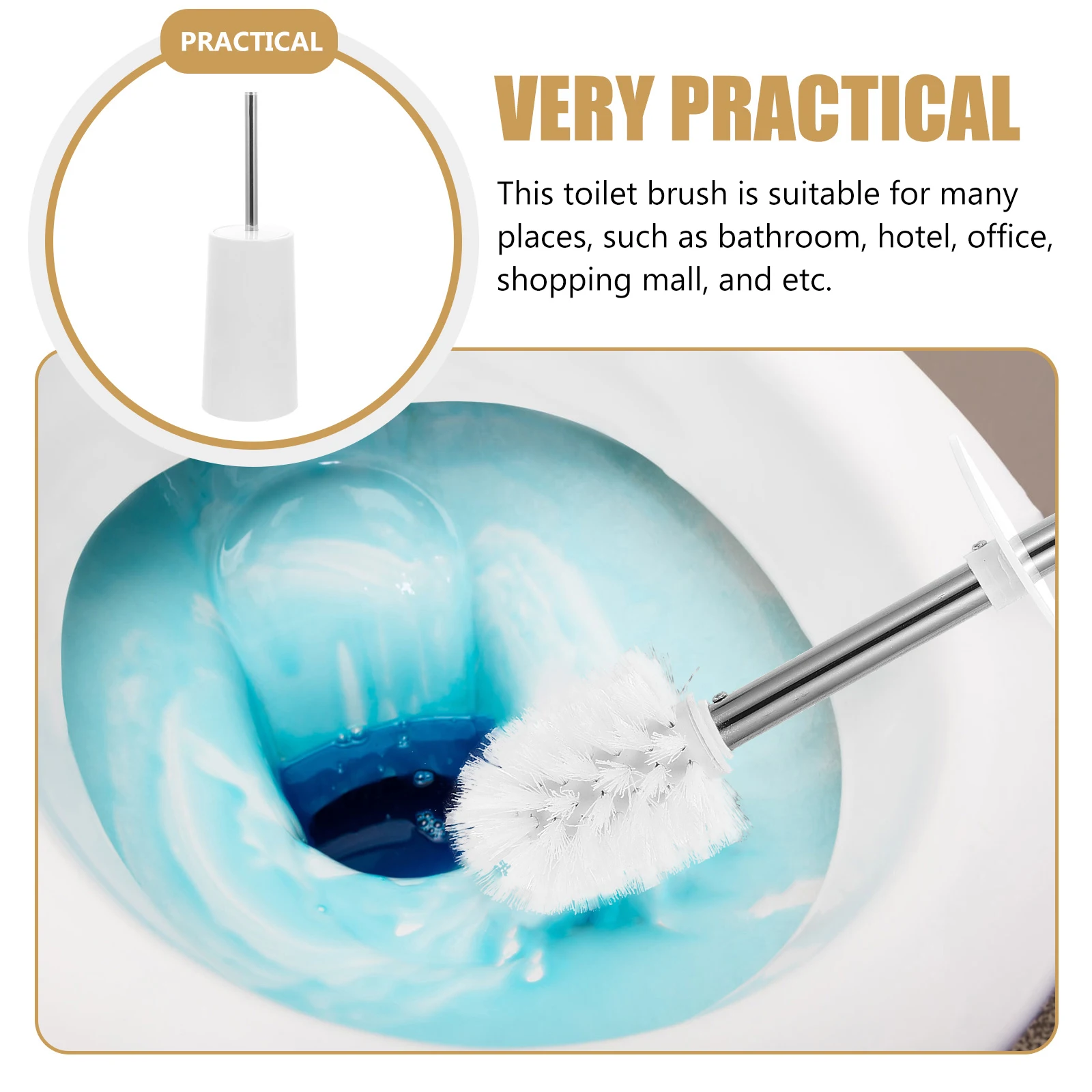 

1 set 1 Set Toilet Brush With Holder Plastic Bowl Cleaner Brush Non-Slip Handle For Bathroom Hotel Office Home Scrubbing Tool