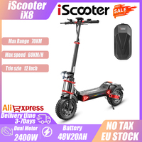 iScooter iX8 Electric Scooter, 2*1200W Motor, 48V 20AH Battery, 12-inch Tire， Dual Hydraulic Disc Brakes, Front & Rear Suspensio