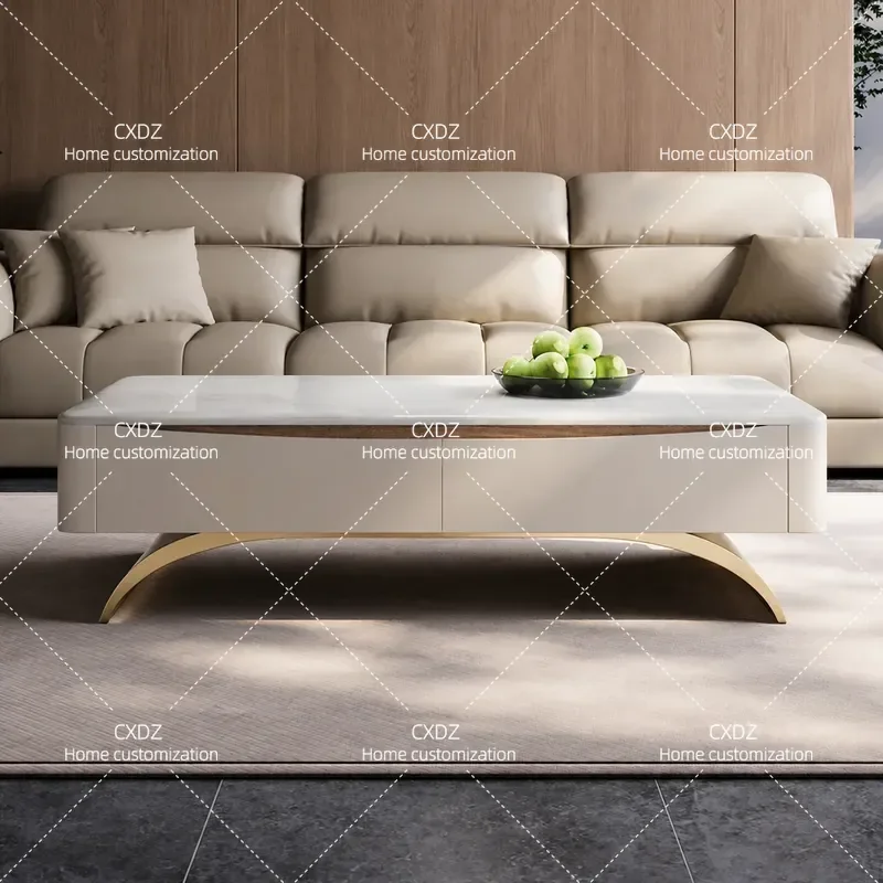 2025 New Light Luxury Marble Coffee Table and TV Cabinet Set for Living Room High End Natural Stone Furniture from Foshan