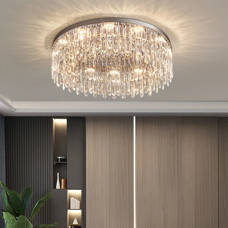 

Crystal Ceiling Light Italian Style Living Room Luxury Light Modern Full Spectrum Bedroom K9 Crystal Lamp LED Lighting Fixtures