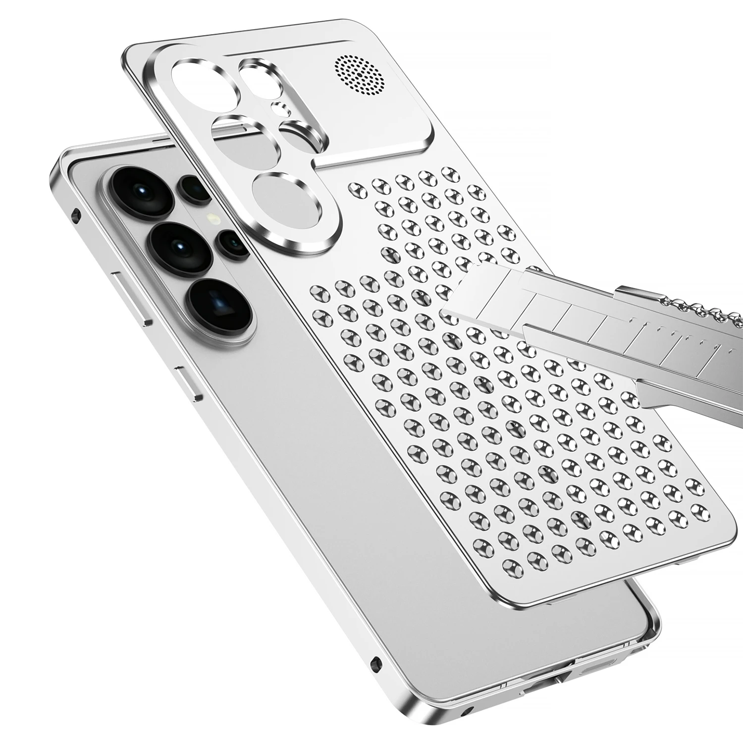Heat Dissipation Metal Back Phone Cover For Samsung Galaxy S26 Ultra Case Spring Buckle Fragrance Aluminum Alloy Coque
