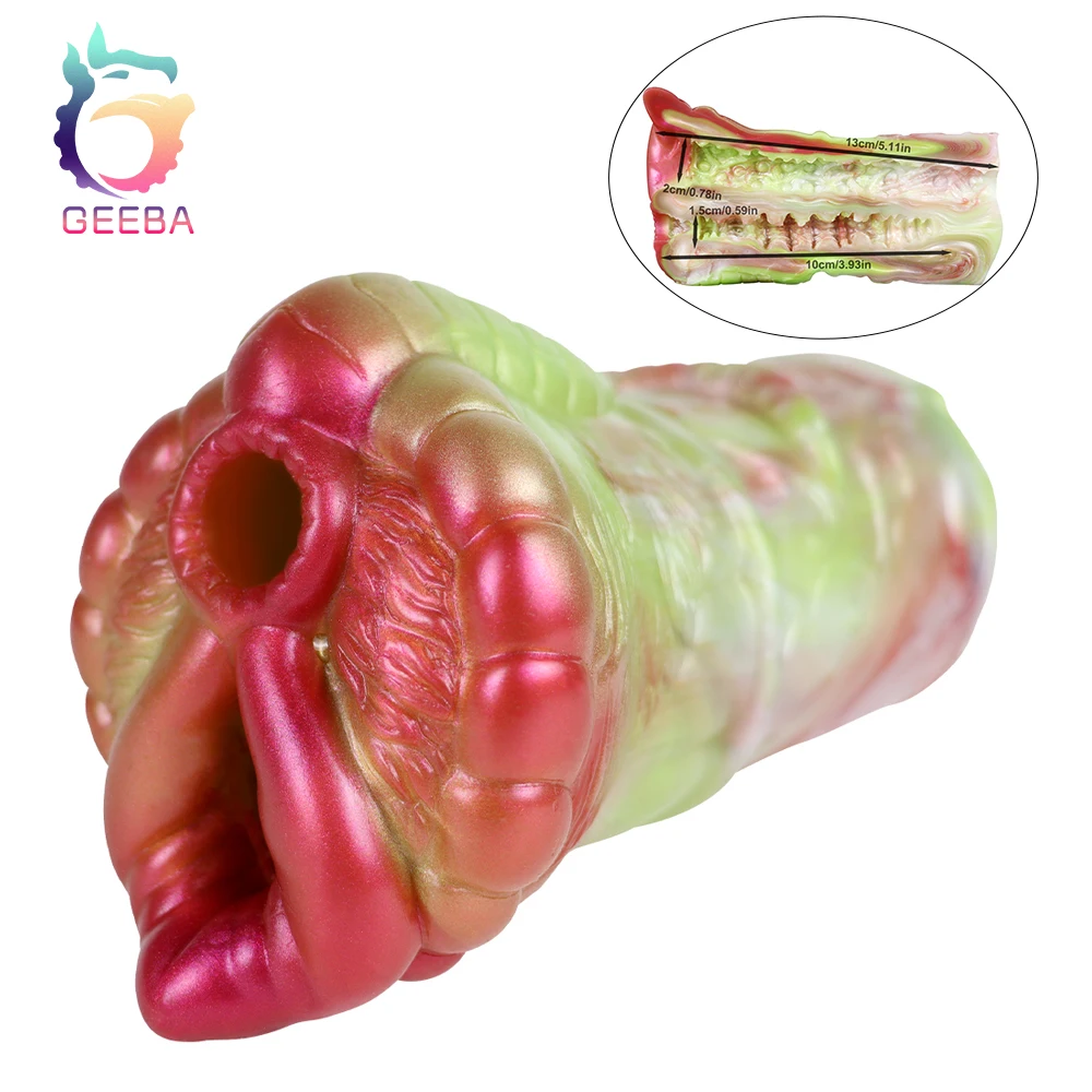 GEEBA Dual Channel Male Masturbator Realistic Vagina Soft Silicone All Access Masturbation Cup Penis Training Sex Toys For Adult