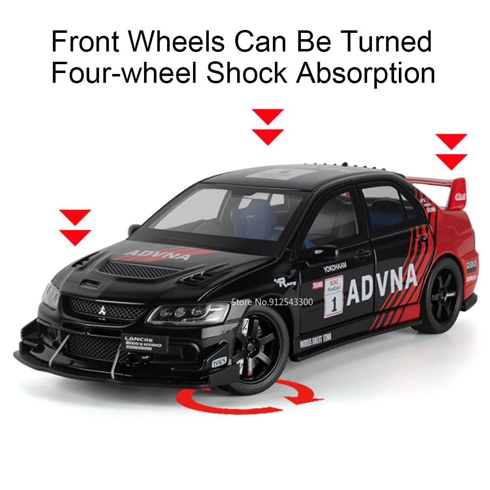 1:32 MITSUBISHI Lancer IX EVO PAJERO Car Model Toy Simulation Sound Light Rubber Tires Doors Opened Models Gifts for Children