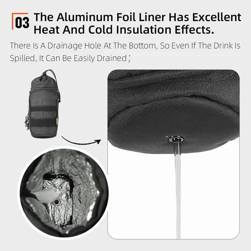 Imagen 2 del producto Rhinowalk-portabotellas para motocicleta, bolsa para hervidor con aislamiento para Motor, portavasos de agua de liberación rápida con sistema MOLLE en bolsa para motocicleta
